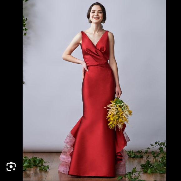 Sachin + Babi Chesterton Gown Cherry Red - Picture 2 of 13